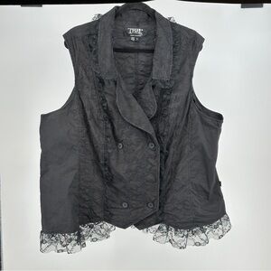 Tripp nyc Black Lace Trim Sleeveless Blouse Size 5‎ Gothic Eyelet Stretchy